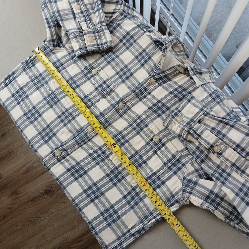 J.Crew Tailored Fit Workshirt Mens Small plaid white blue double layer cotton LS - Picture 9 of 12